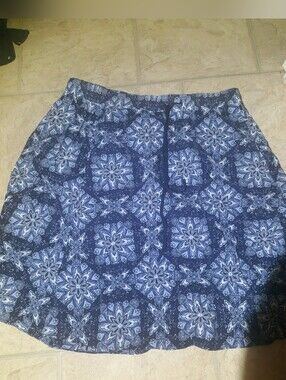 Joe Fresh Navy Blue Floral Medallion Skater Skirt